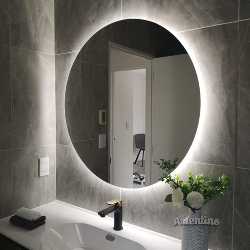 Imagen 7 de 9 de Lampara Luz Led Pared Espejo 4mm Baño 60 Cm Redondo Moderno