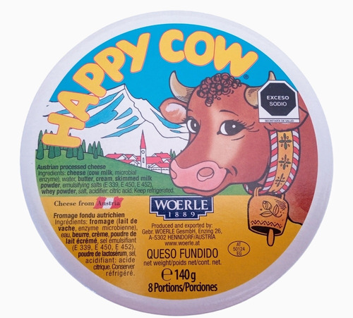 Caja Queso Fundido Happy Cow 140g Con 8 Triángulos