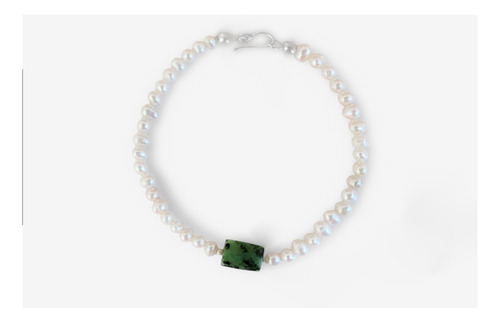Pulseira Esmeralda Prata 925 Com Pérolas De Água Doce
