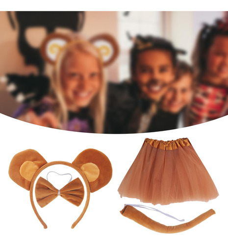 Diadema Con Orejas De Mono, Pajarita, Tutú Y Cola, Orejas