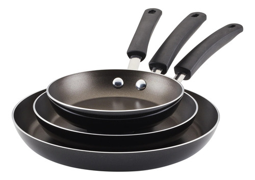 Set 22070 x 3 sartenes 20cm 25cm y 30cm aluminio antiadherente negro easy clean Farberware color negro