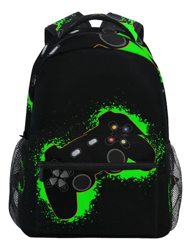 Verde Y Negro Videojuego Niños Niñas Niños Mochilas Escolare