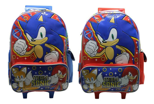 Mochila Carrito 18'' Escolar Sonic So328 De Casa Valente