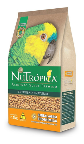 Nutrópica Papagaio Extrusado Natural 2,5kg Embal. Econômica