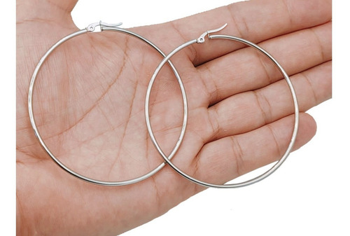 Brinco De Argola Brilhoso Grande Aço Cirúrgico Antialérgico