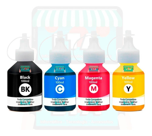 Pack 4 Botellas Tinta Compatible Impresora Brother Dcp-t220