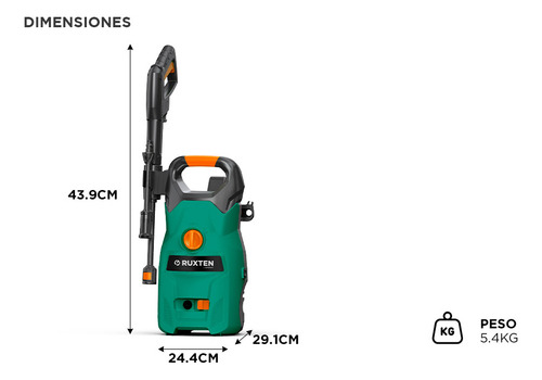 Hidrolavadora Electrica 1400 W Alta Presion Gadnic 110 Bar Color Verde