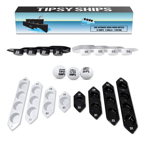 Tipsy Ships Beer Pong Set V2  El Mejor Juego De Fiesta De B