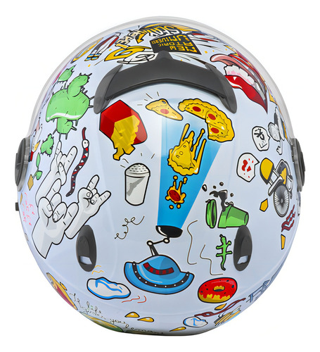Casco Tork New Atomic Universe Pro Blanco Brillante con Visera Solar Abierta Talla 60 (L)