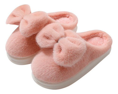 Pantuflas Mujer Suaves Y Cómodas Felpa Con Lazo