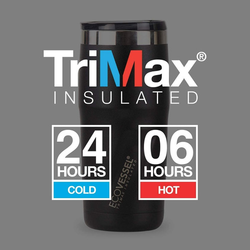 Imagen 6 de 6 de Zonazero Ecovessel Vaso Termico Acero Inox Tapa 473ml Black