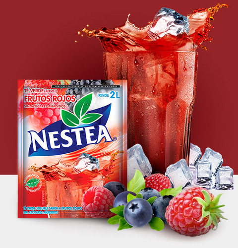 10 Sobres Nestea Té Verde Soluble Sabor Frutos Rojos De 25g