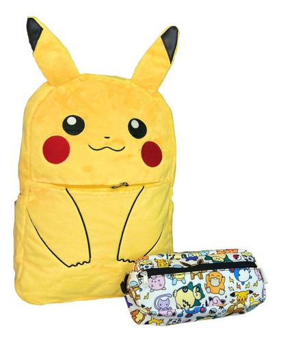 Maleta Y Cartuchera Pikachu Peluche- Pokemon