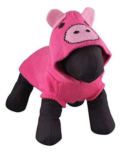 The Worthy Dog 5223 Wilbur Pig Sudadera Con Capucha, Rosa, S