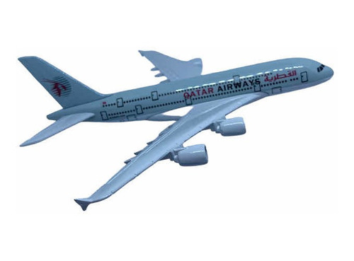 Avión Qatar A380 Escala Metalico C/base Juguete 16cm
