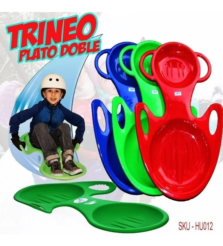 Imagen 2 de 3 de Trineo Carro Nieve Doble + Cuerdas Agarre Adulto Niño Ml4039