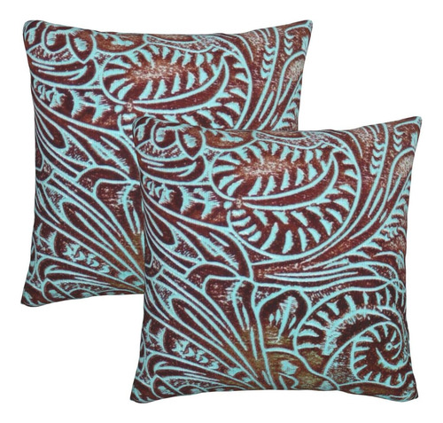 Mahito Set Of 2 Throw Pillow Cover Southwestern Aqua Brown T
