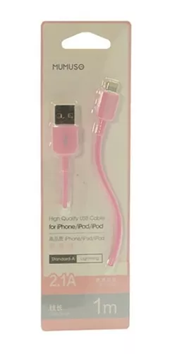 CABLE USB DE ALTA CALIDAD PARA IPHONE / IPAD / IPOD - 2.1A / (ROSA) — MUMUSO