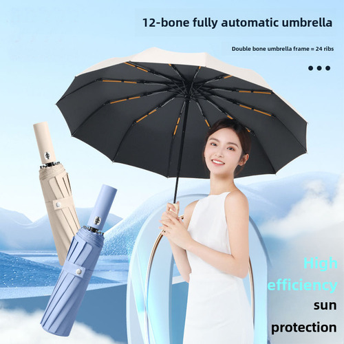 Double Canopy Automatic Umbrella Large Folding Sunshade Rain