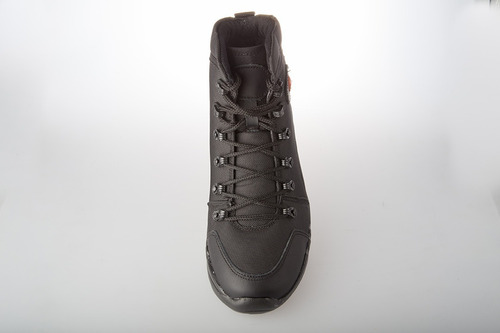 Botas Calzado Lona Cuero Hombre Deportiva Impermeable - Negr