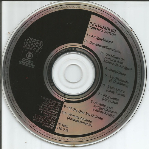 Imagem 3 de 3 de Cd Album Roberto Carlos Inolvidables 1a Ed. Br 1993