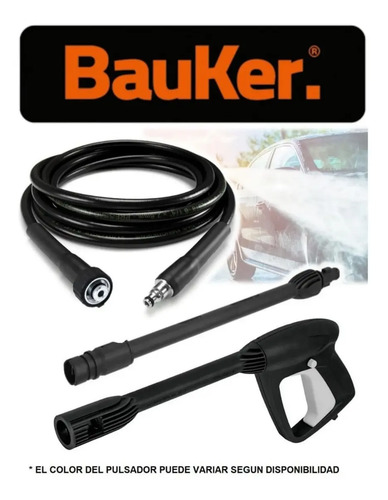 Manguera + Pistola Alta Presion Para Hidrolavadoras Bauker | Envío gratis
