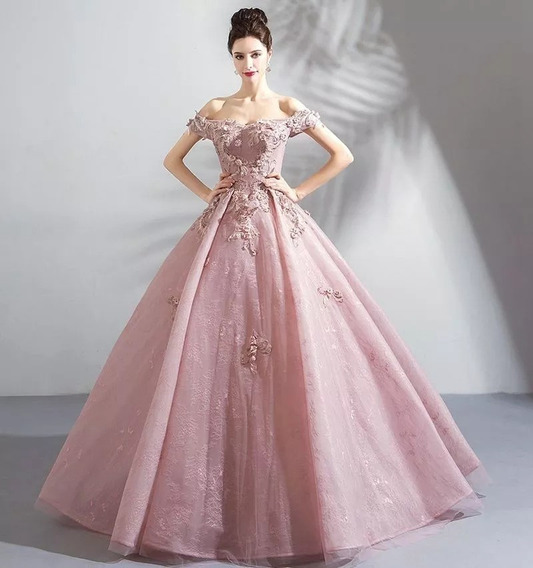Vestido Rosa Xv Años Princesa Barato Rosa Bordado Quinceañer | Envío gratis