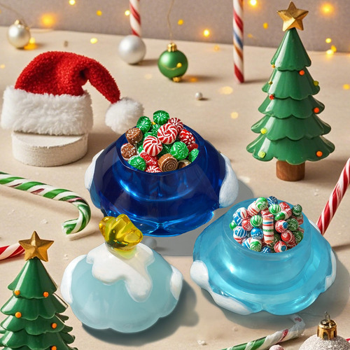 Tarro De Árbol De Navidad Moldes De Resina Portavelas Blanco