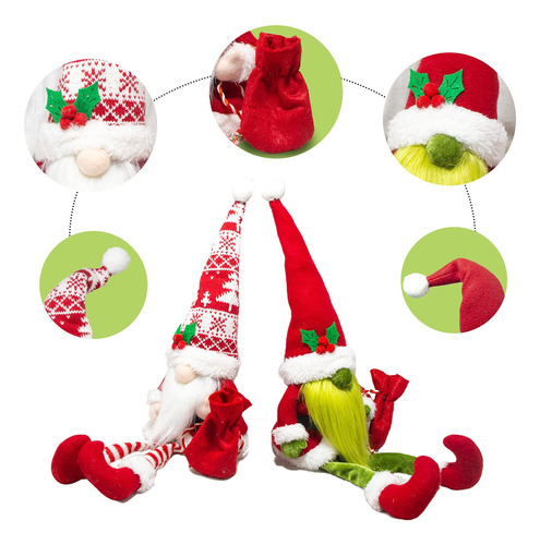 Decoración Navideña, Gnomos Navideños De Felpa, 2 Piezas,