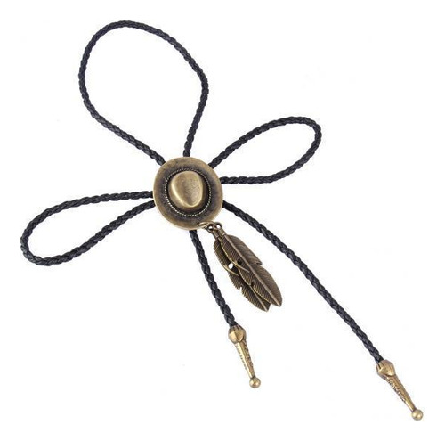 6x Negro Pu Cuero Western Cowboy Rodeo Bolo Tie Bola Latón