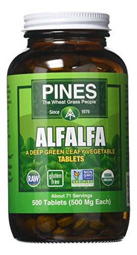 Tabletas De Alfalfa Orgánica Pines - 500 Por Paquete - 1 Ca