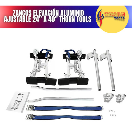 Zancos Elevación Aluminio Ajustable 24 A 40 Thorn Tools Color Azul