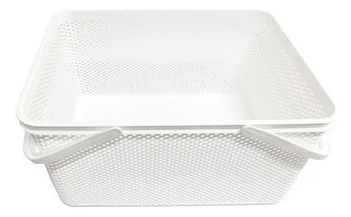 Cesta rectangular con asa blanca, 40 x 27 x 20 cm, Paramount
