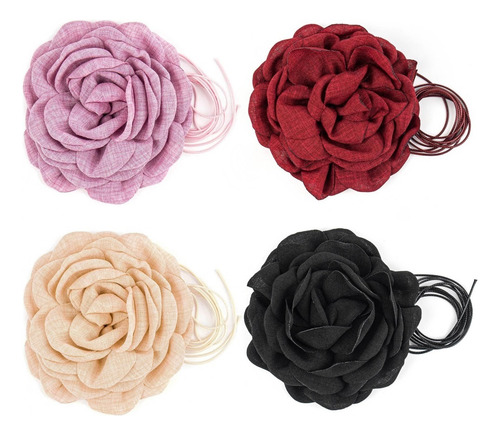 Paquete De 4 Collares De Flores Góticos Grandes Con Cuello