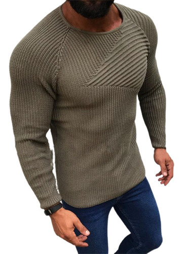 Color Sólido Tran Antipilling Fabuloso Suéter Para Hombre 