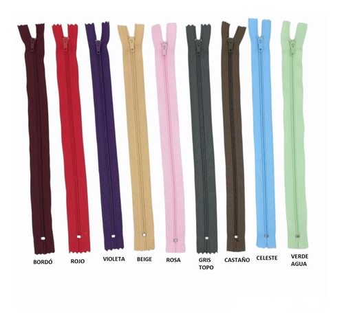 Imagen 2 de 3 de Cierre 25cm Fino Nylon 4 Lynsa Colores Varios X 10 Unidades
