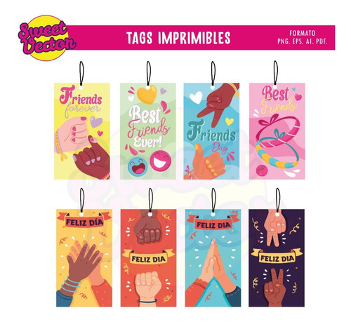 Kits Imprimibles Dia Del Amigo Tags Surtidos Editables