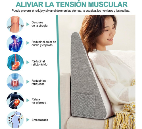 Almohada Antireflujo Cojines Cuña Grande Ajustables Respaldo