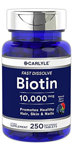 Biotin 10000mcg | 250 Tabletas De Disuelción Rápida | Max St