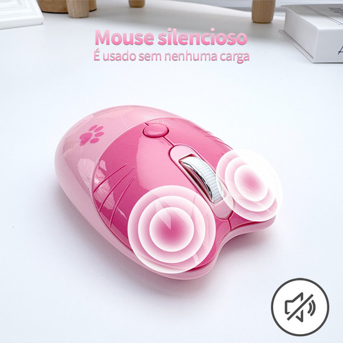 Mouse Sem Fio Mofii M33d Kitty Em Rosa