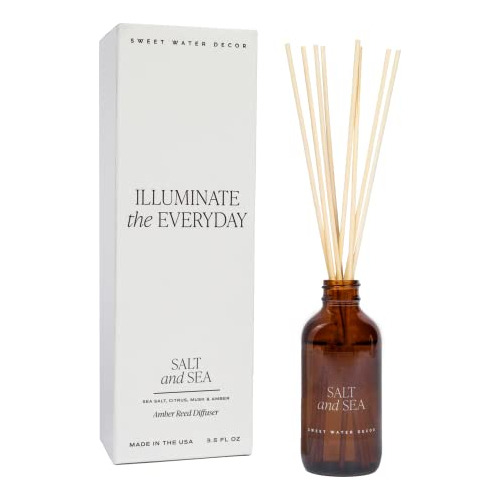 Salt + Sea Amber Reed Diffuser Set | Sea Salt, Citrus, ...