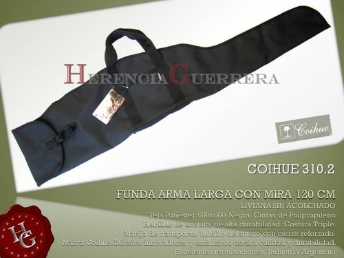 Imagen 2 de 7 de Funda Coihue Rifle Arma Larga 120cm C/mira S/acolchado Negra