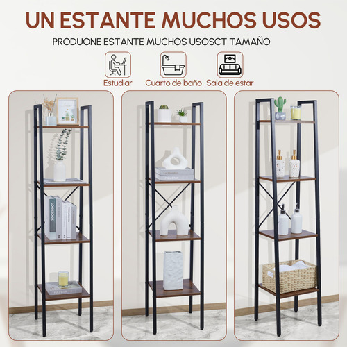 Estante Librero De 4 Capas Estantería Minimalista Modernos Librero Delgado Estante Librero Librero Minimalista Librero Industrial Libreros Baratos Mueble Librero Color Marrón Oscuro
