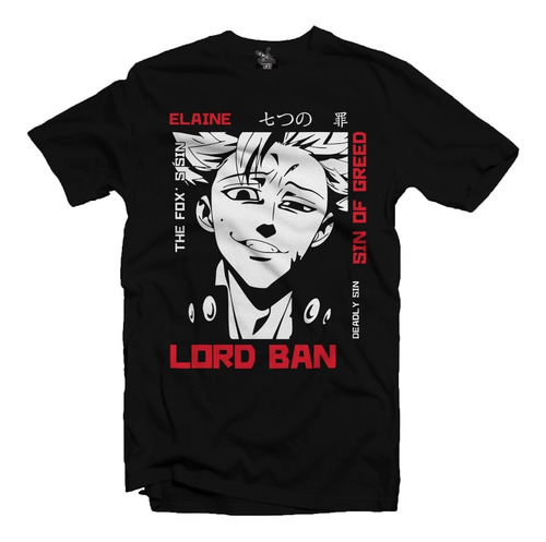 Playera Negra Lord Ban Nanatsu No Tasai Anime