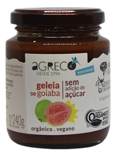 Kit 3x: Geleia De Goiaba Orgânica Sem Açúcar Agreco 240g