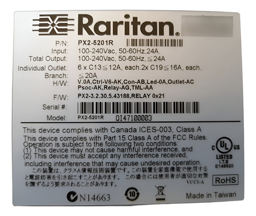 Raritan Px2-5201r Unidad Distribución De Energía 8 Contactos