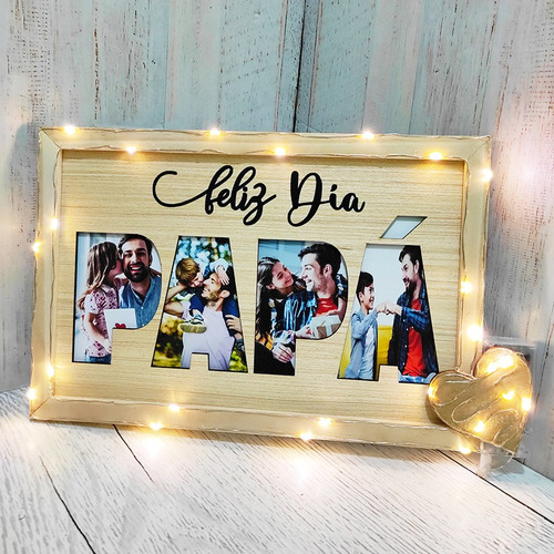 Cuadro Personalizado Papá Con Luces - Regalos Dia Del Padre
