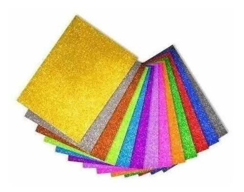 Cartulina Con Glitter 35x50 Cm Pack X10 Colores Surtidos