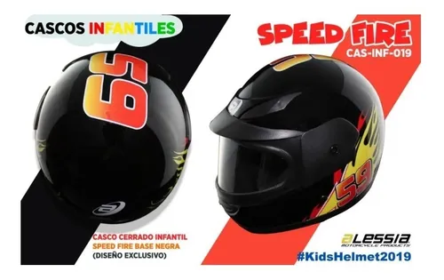 Casco Infantil Cerrado Fire Negro Para Moto IMPORTACIONES QUALITY