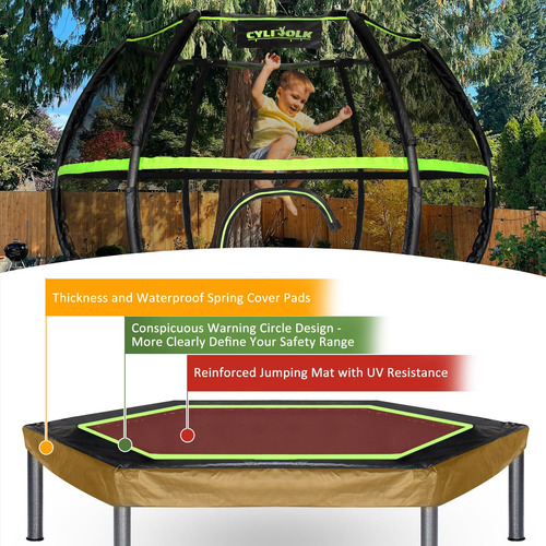 Trampolín Para Niños 7 Pies Resistente Con Escalera Y Red Color De La Lona De Salto Color Del Cobertor De Resortes